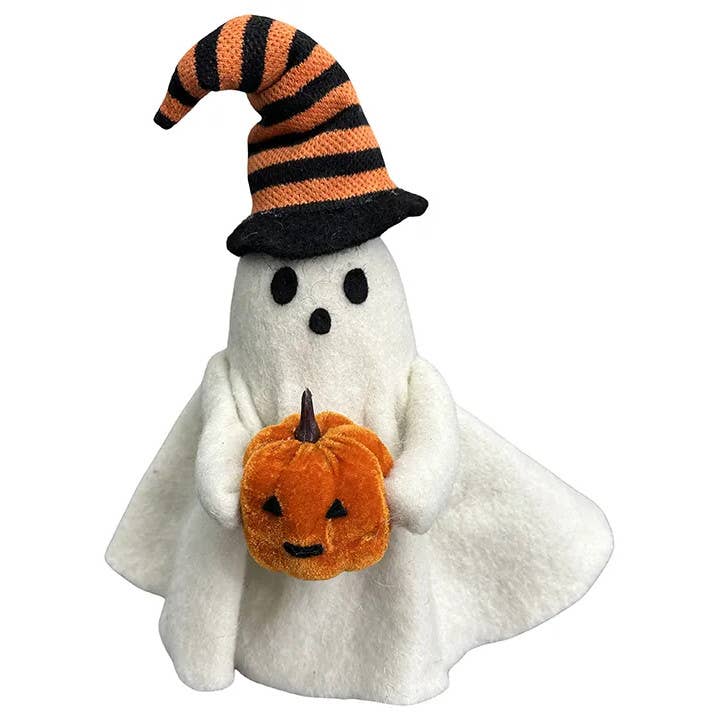 Felt Ghost with Velvet Pumpkin Halloween Decor - 2 options: Small
