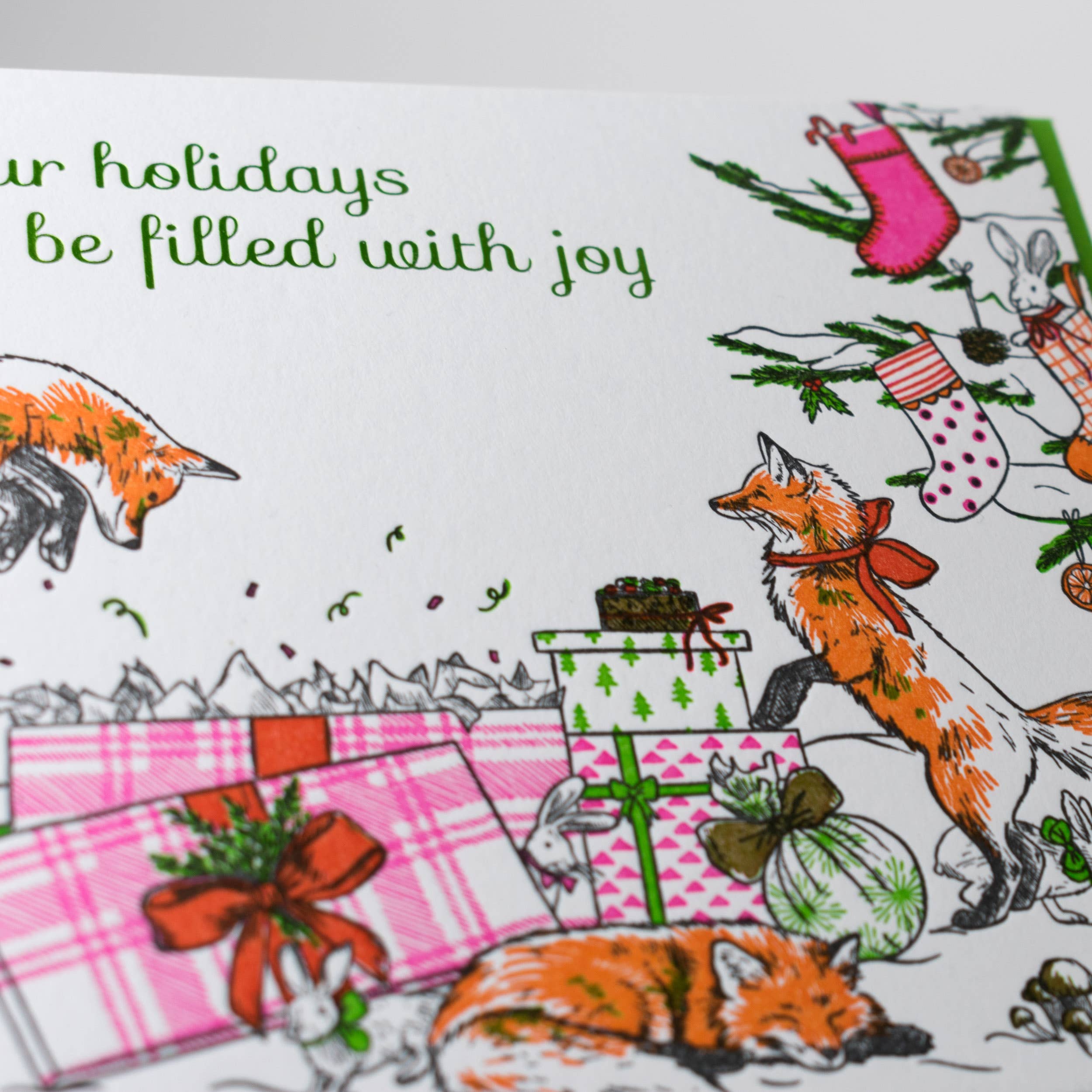 Foxes' Christmas Morning Card: Single Card