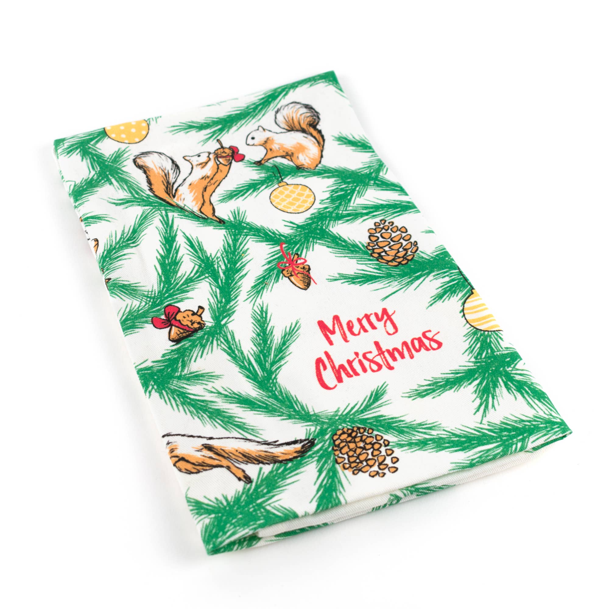 Squirrels Holiday Tea Towel