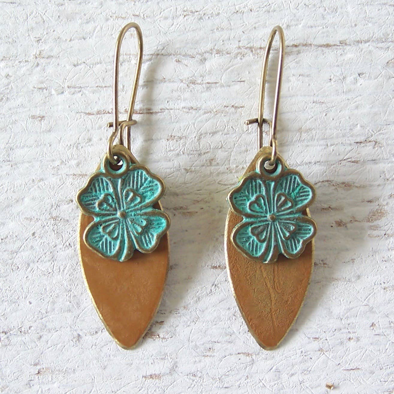 Nouveau Brass Charm Earrings: Dragonfly