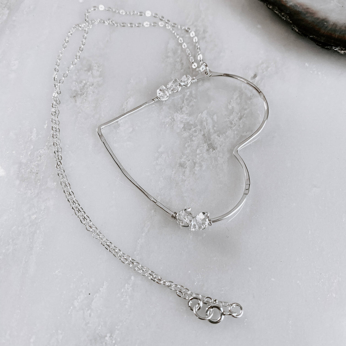 Herkimer Diamond Heart Necklace: 14k Gold Fill