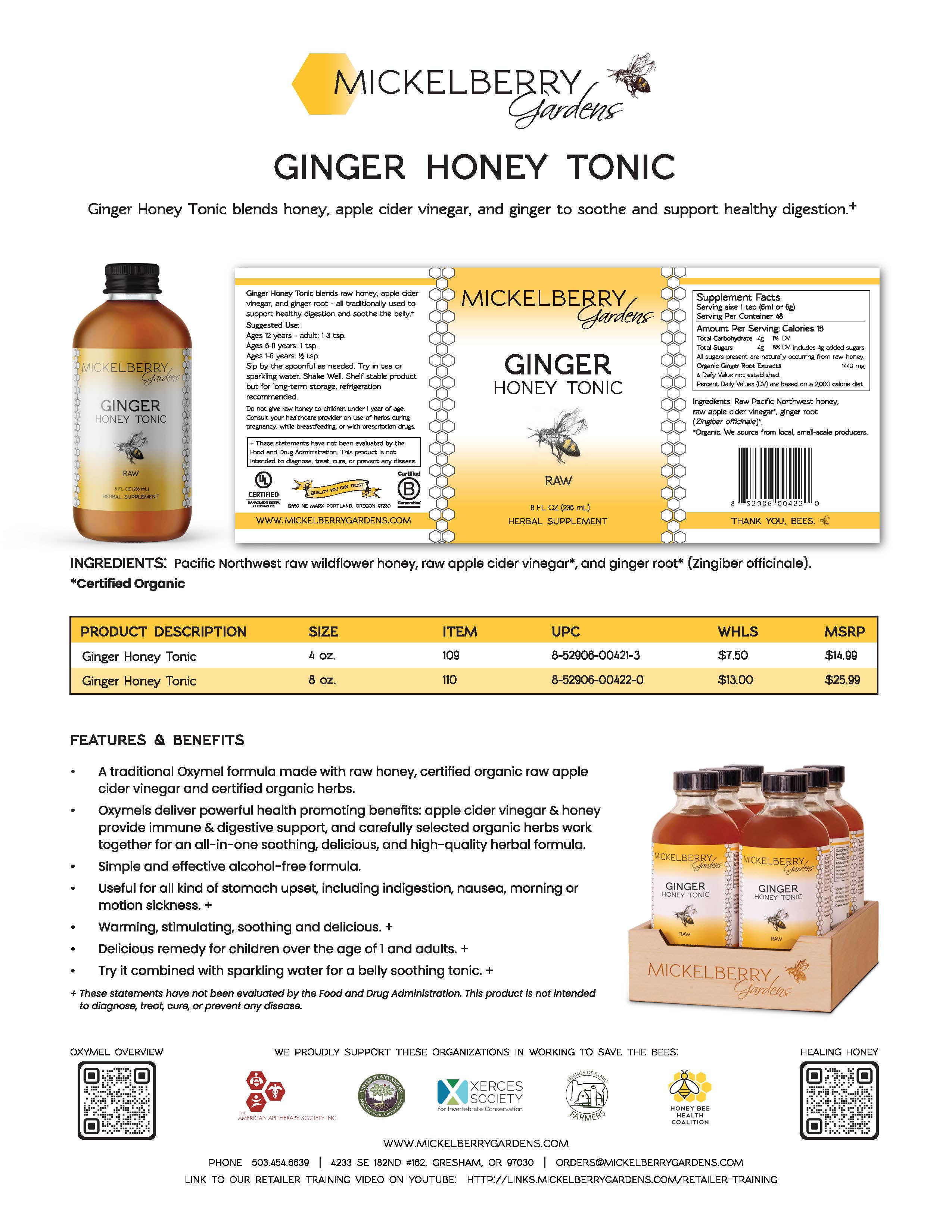 Ginger Honey Tonic — promotes healthy digestion: 4oz