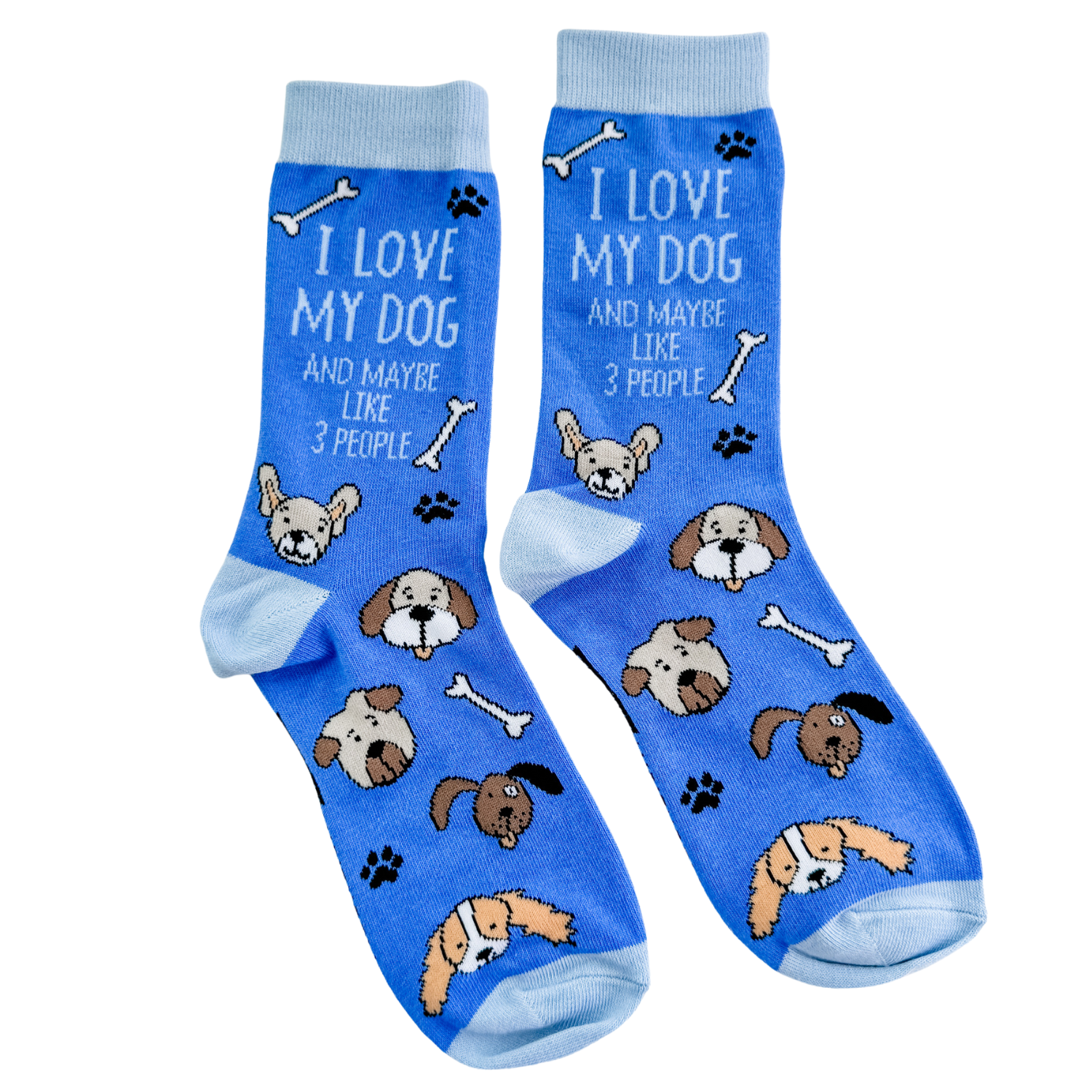 I Love My Dog & Maybe 3 People - Funny Unisex Socks
