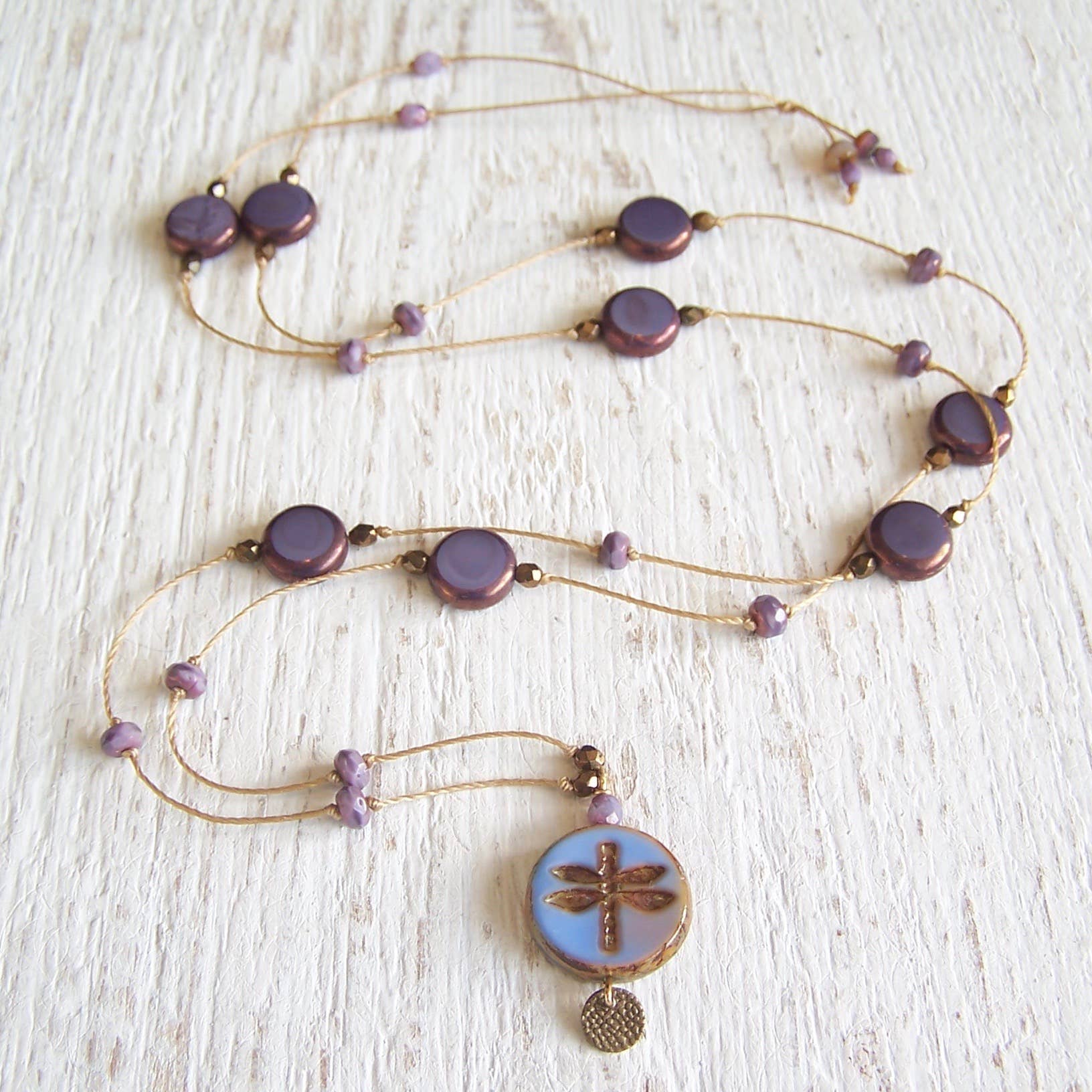 Dragonfly Necklace: Orchid