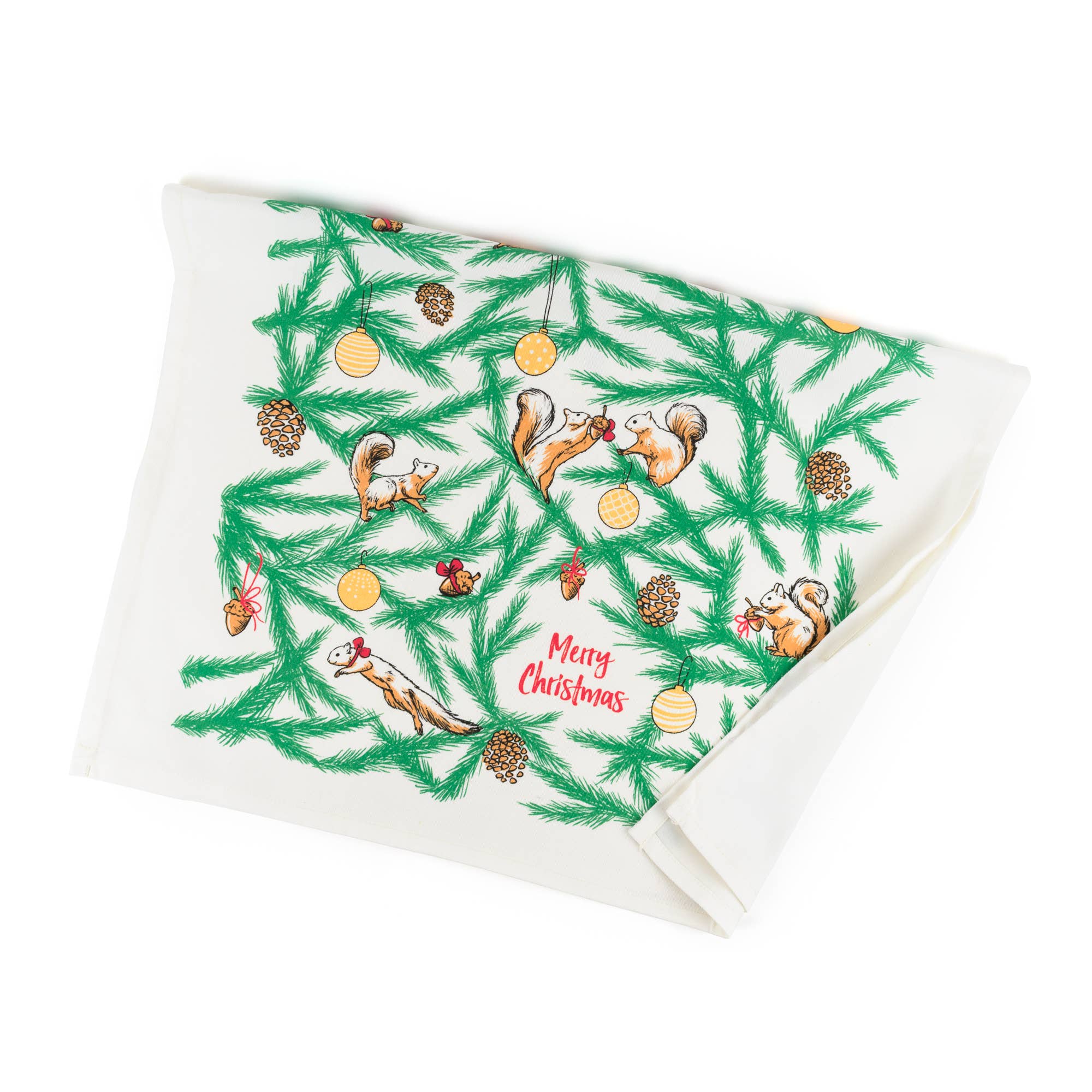 Squirrels Holiday Tea Towel