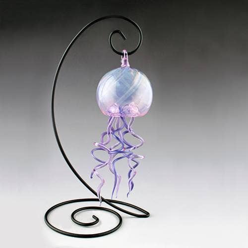 Hanging Jellyfish Glass Figurine in Purple