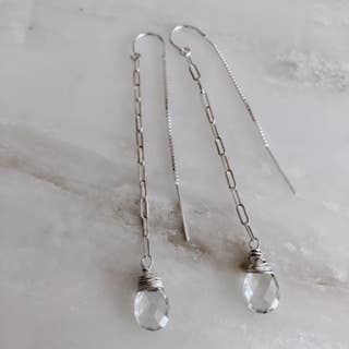 Paperclip Chain Green Amethyst Drops: 14k Gold Fill