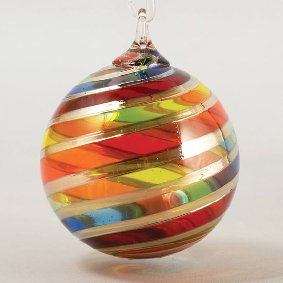 Rainbow Platinum Twist Ornament by Glass Eye Studio