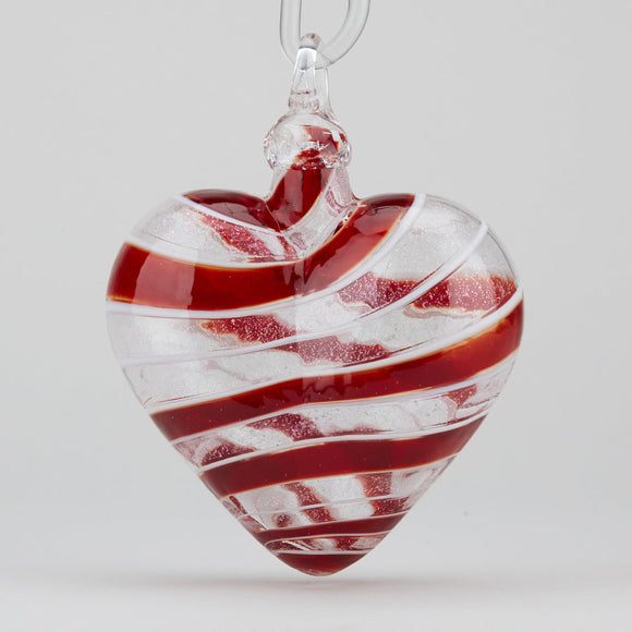 Red Spin Heart Glass Ornament by Glass Eye Studio