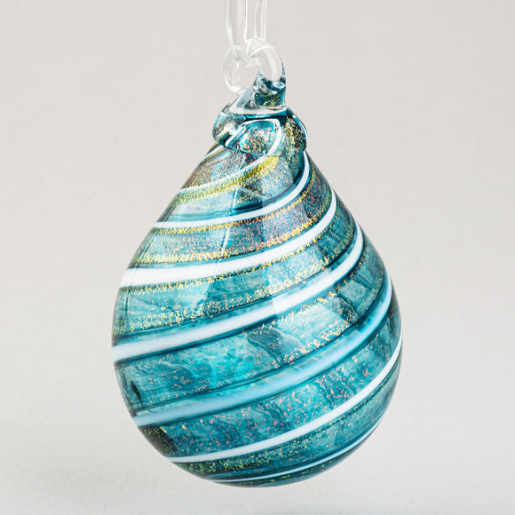 Teal Shimmer Glass Ornament by Glass Eye Studio