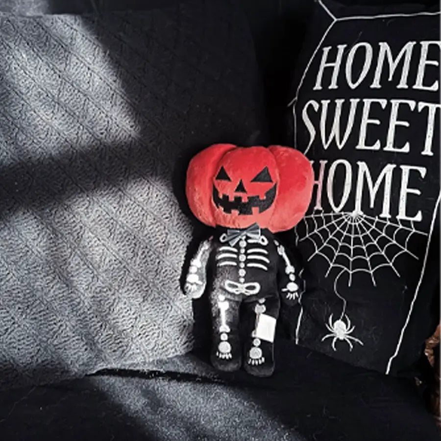 12" Halloween Plush - Pumpkin Head Skeleton