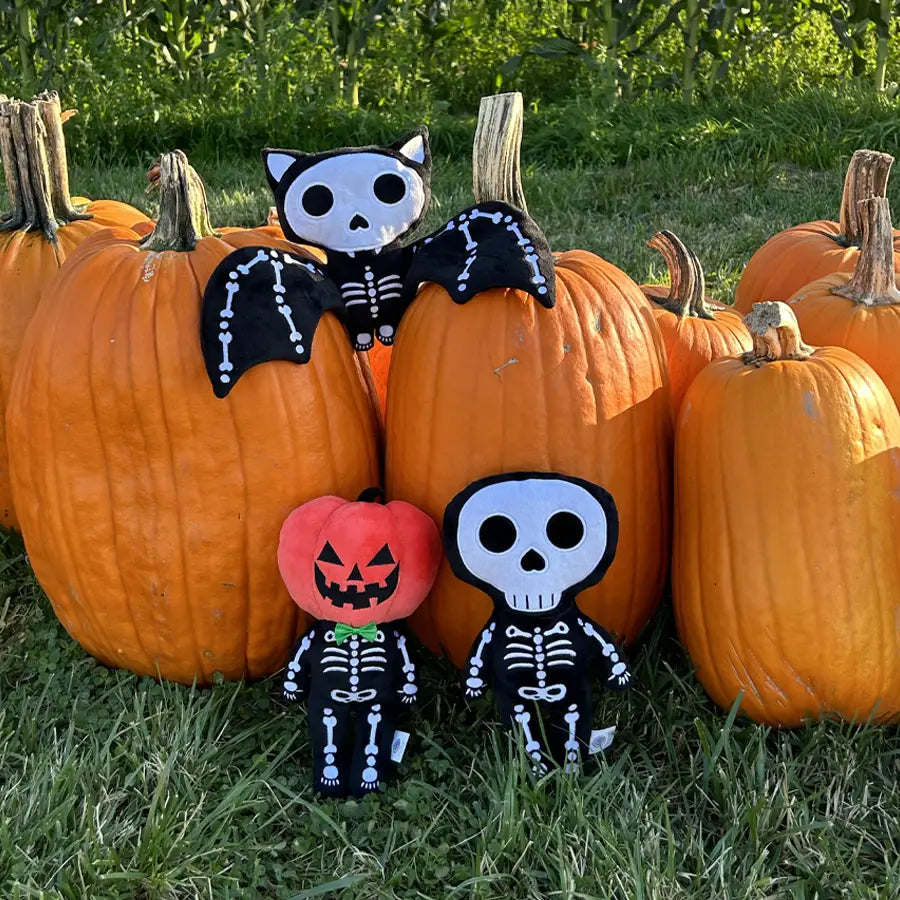 12" Halloween Plush - Pumpkin Head Skeleton