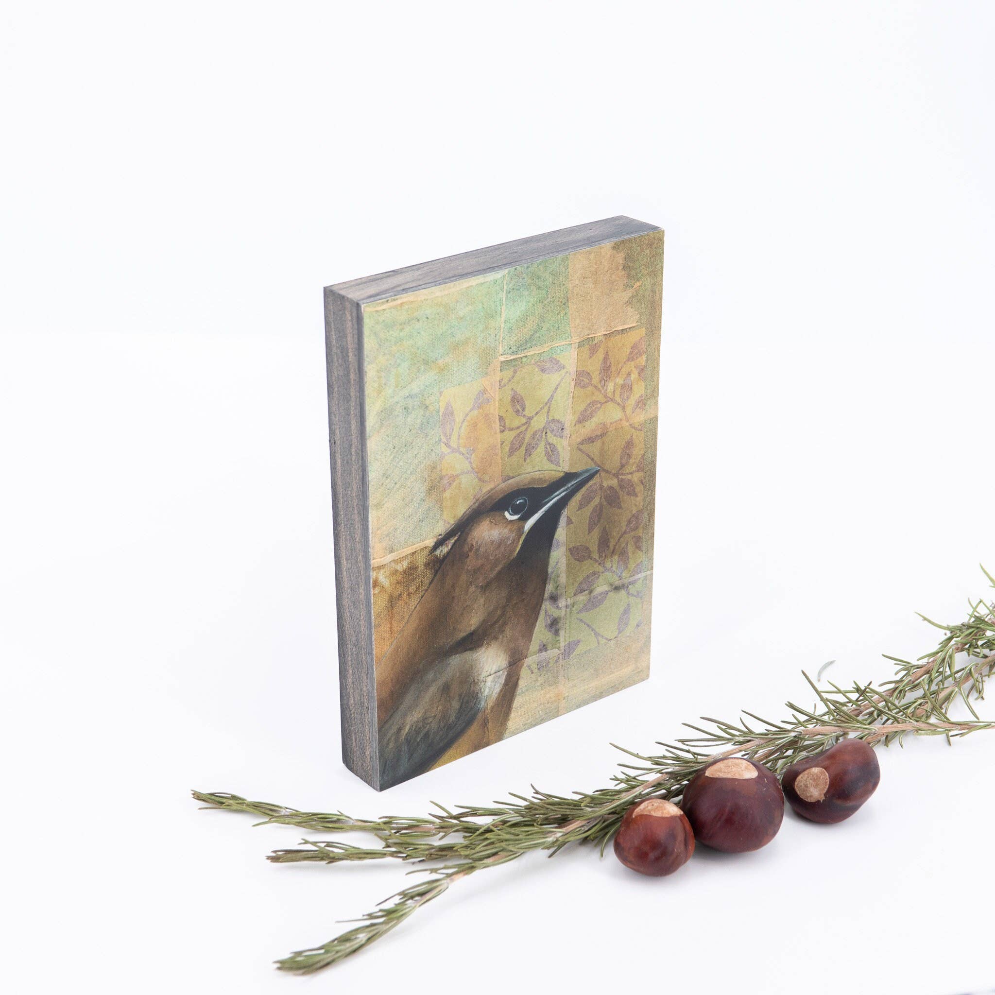 Cedar Waxwing Wood Panel Giclée Print