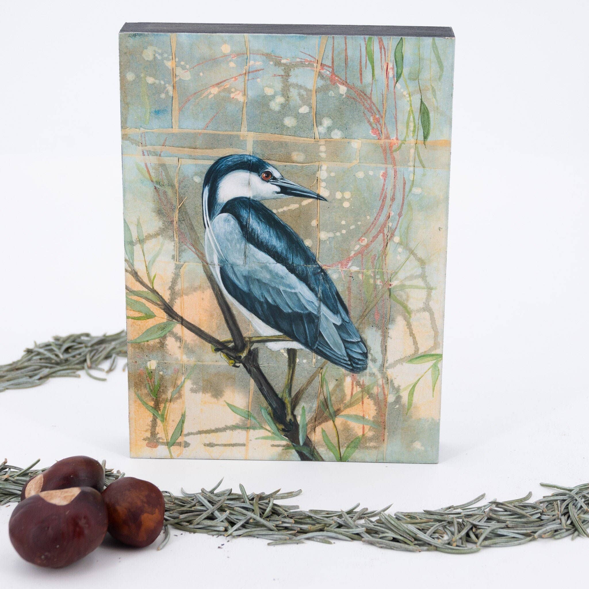 Black-crowned Night Heron Wood Panel Giclée Print