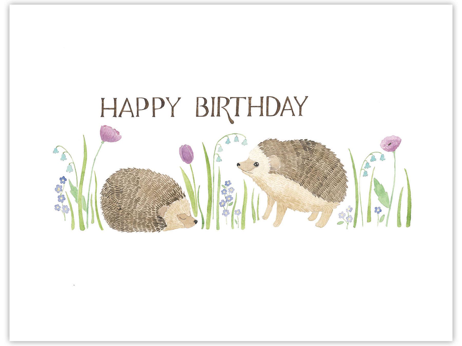 Hedgehogs Birthday Card - Watercolor Greeting Card