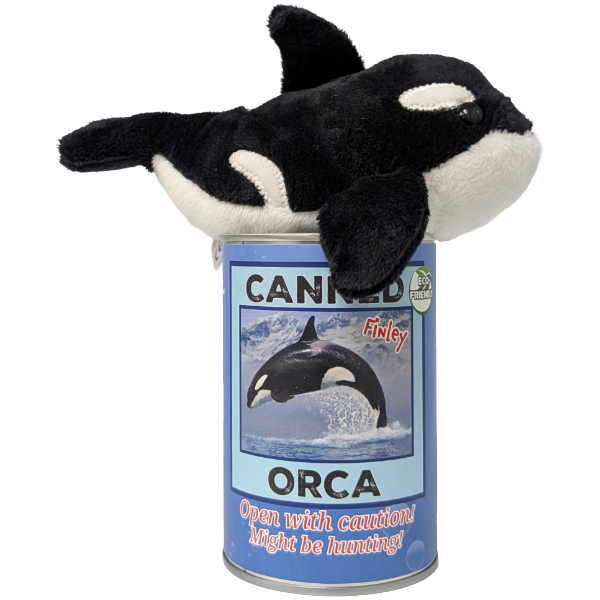 Finley the Canned Orca | Stuffed Animal Plush w/Jokes | Gift: Pop Top Lid