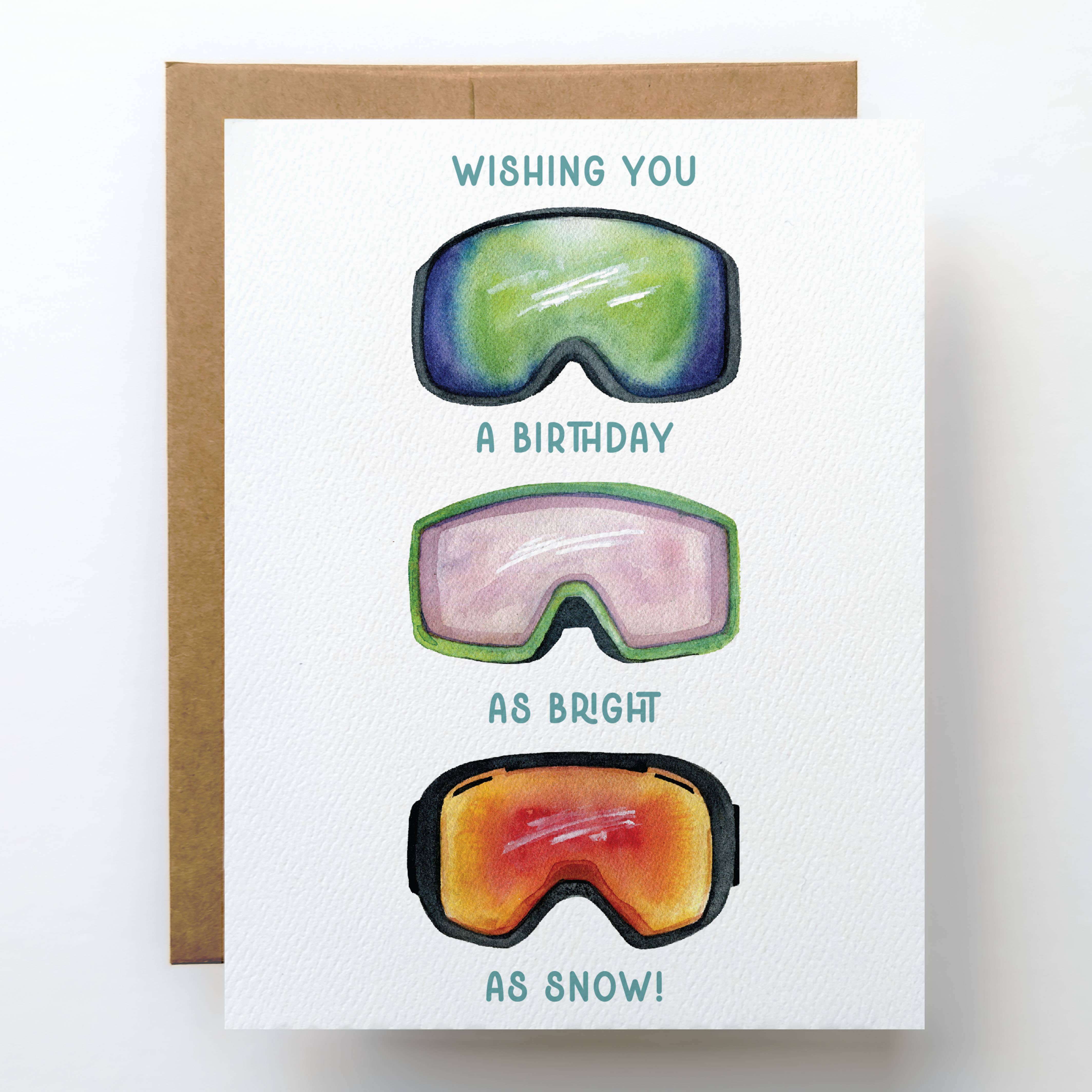 Ski Birthday Card | Snowboard Skiing Goggle Design