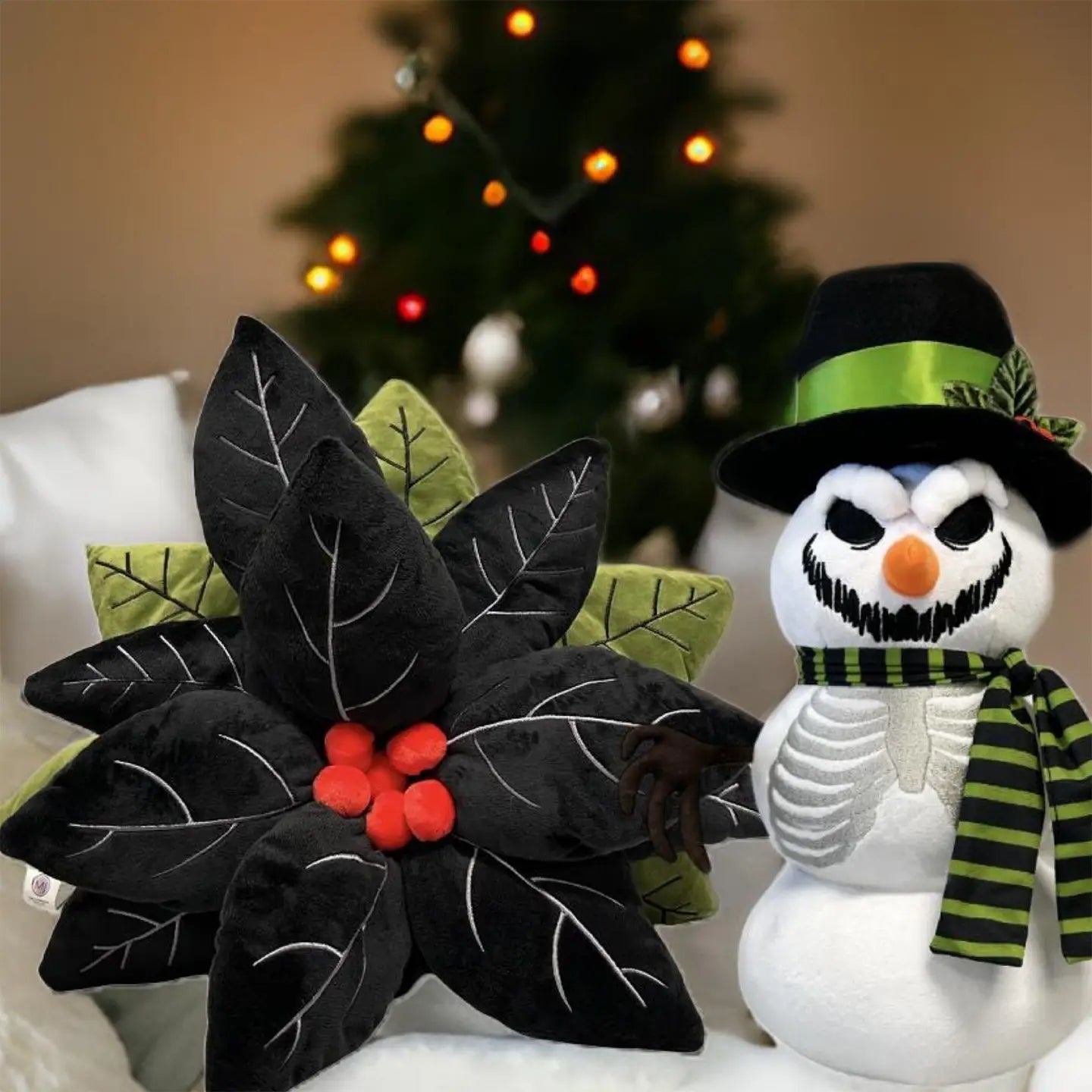 16" Scary Snowman, Christmas Decor, Halloween Plush Pillow