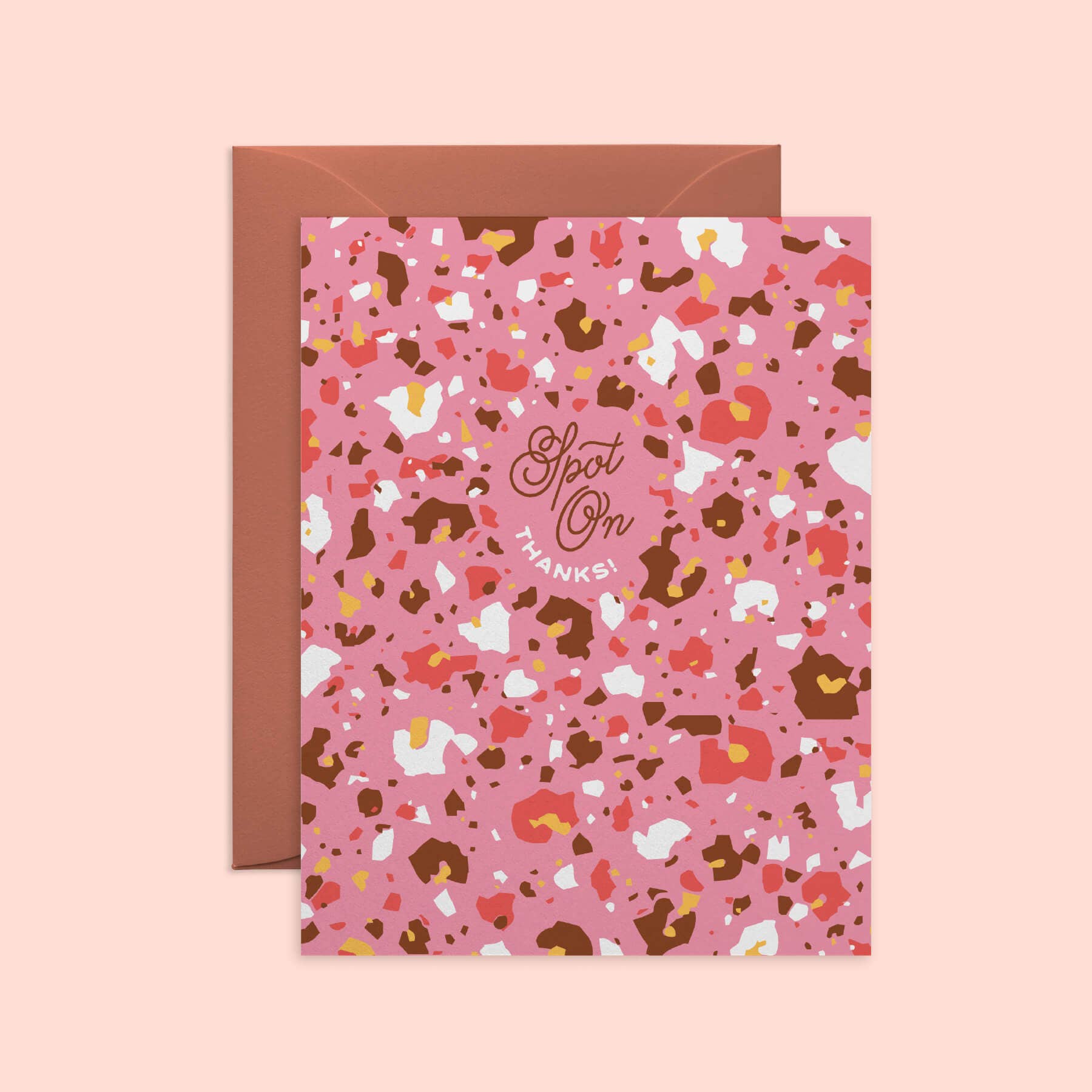 Terrazzo Leopard Congrats Card: Teal