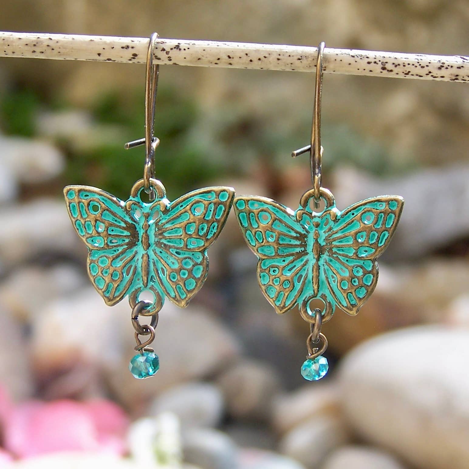 Brass Butterfly Drop Earrings