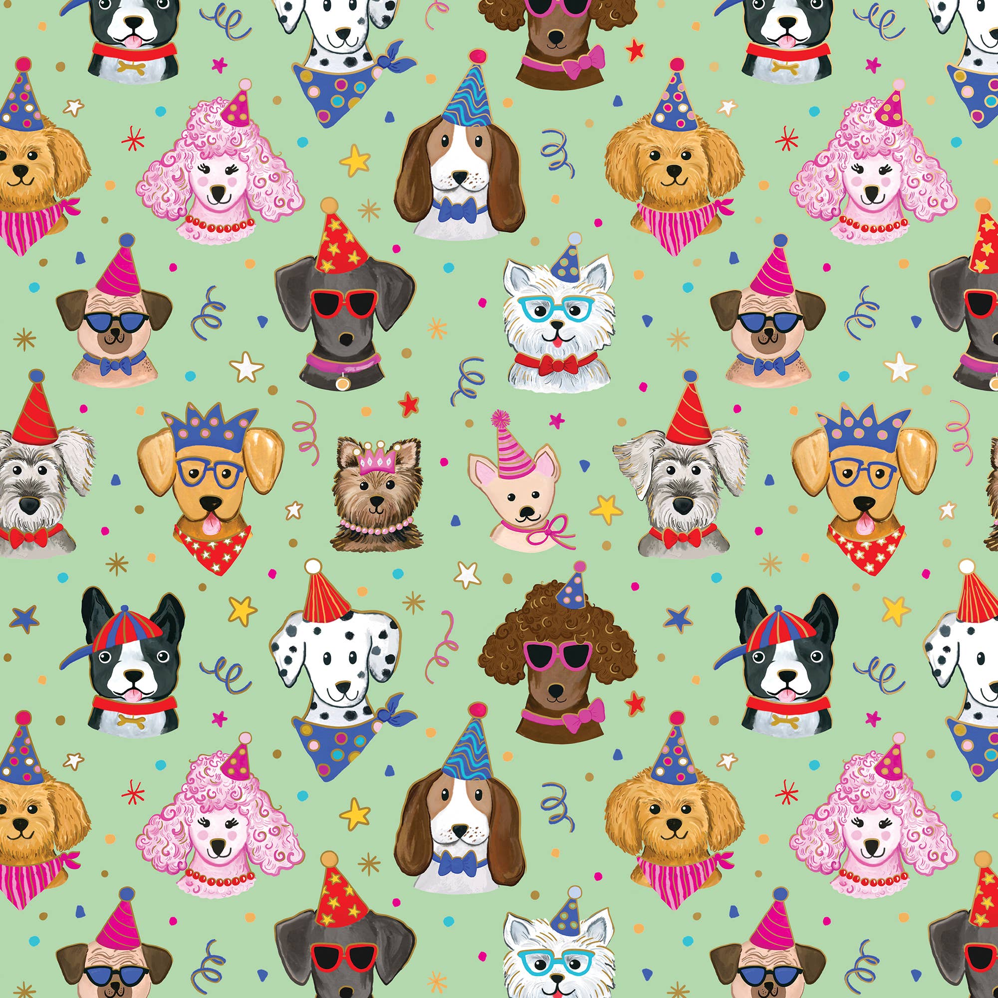 Festive Pups - Wrap - Rolls: 5' X 30"