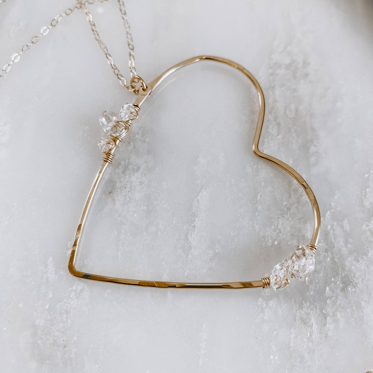 Herkimer Diamond Heart Necklace: 14k Gold Fill