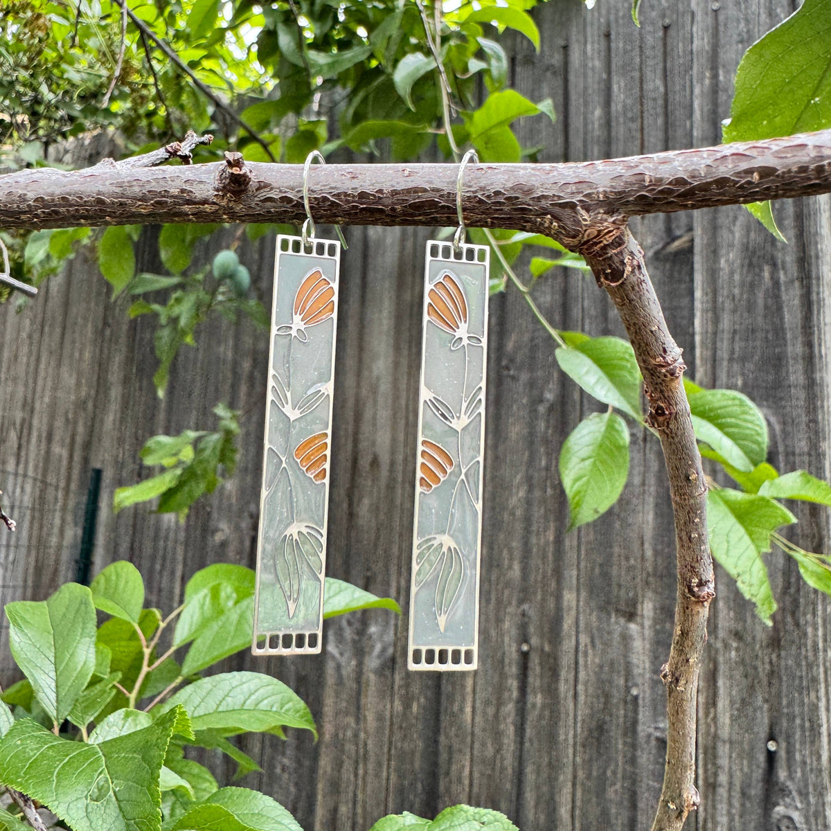 Honeysuckle // Stained Glass Resin Earrings