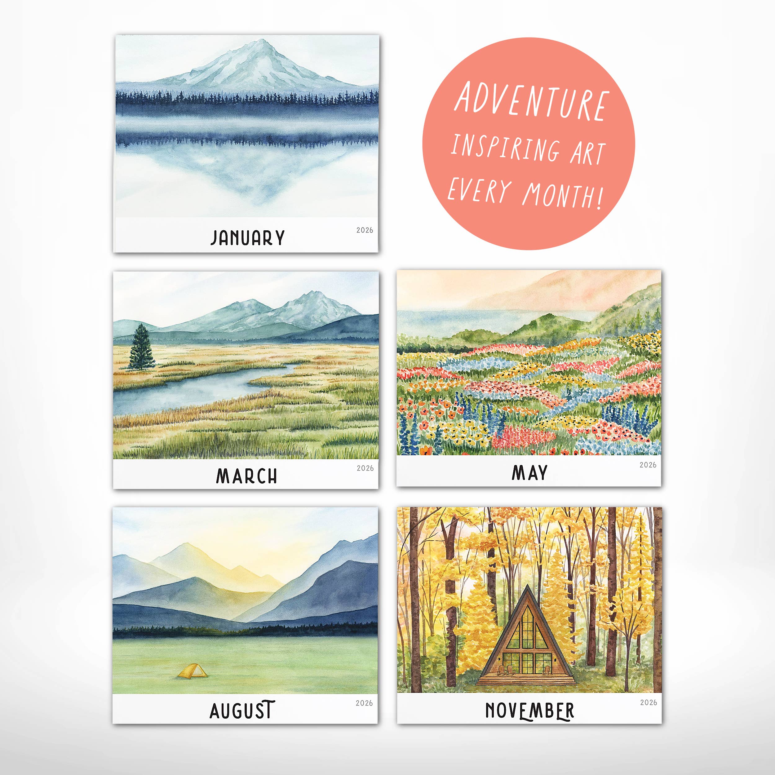 2026 Calendar | Outdoorsy Adventure Wall Art Calendar