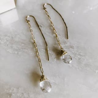 Paperclip Chain Green Amethyst Drops: 14k Gold Fill