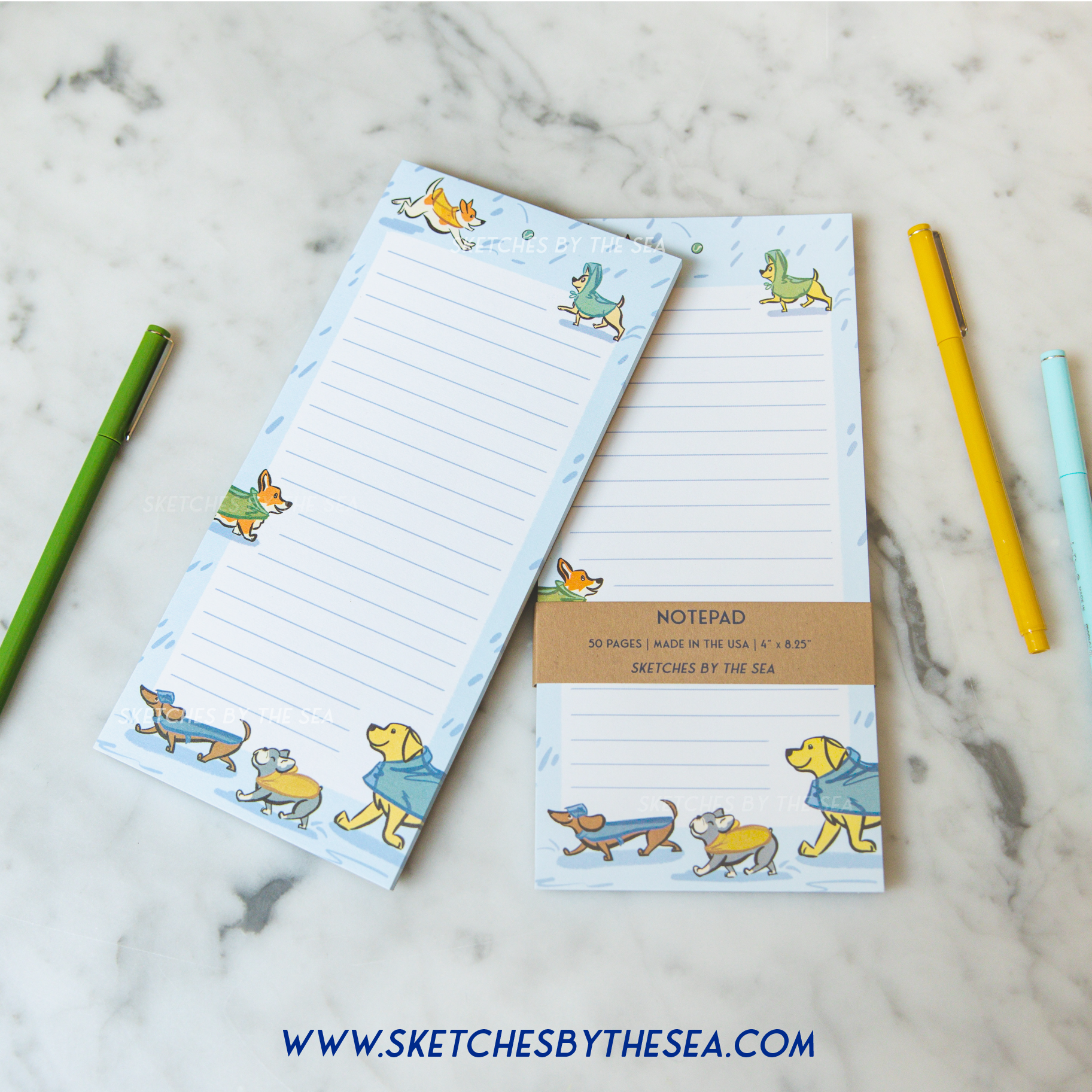 Rain Dogs Notepad. Cute Stationery Notes