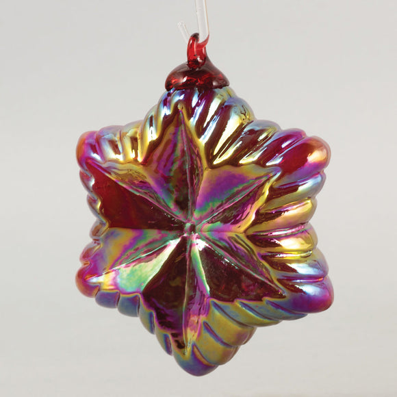 Red Vintage Star Glass Ornament by Glass Eye Studio