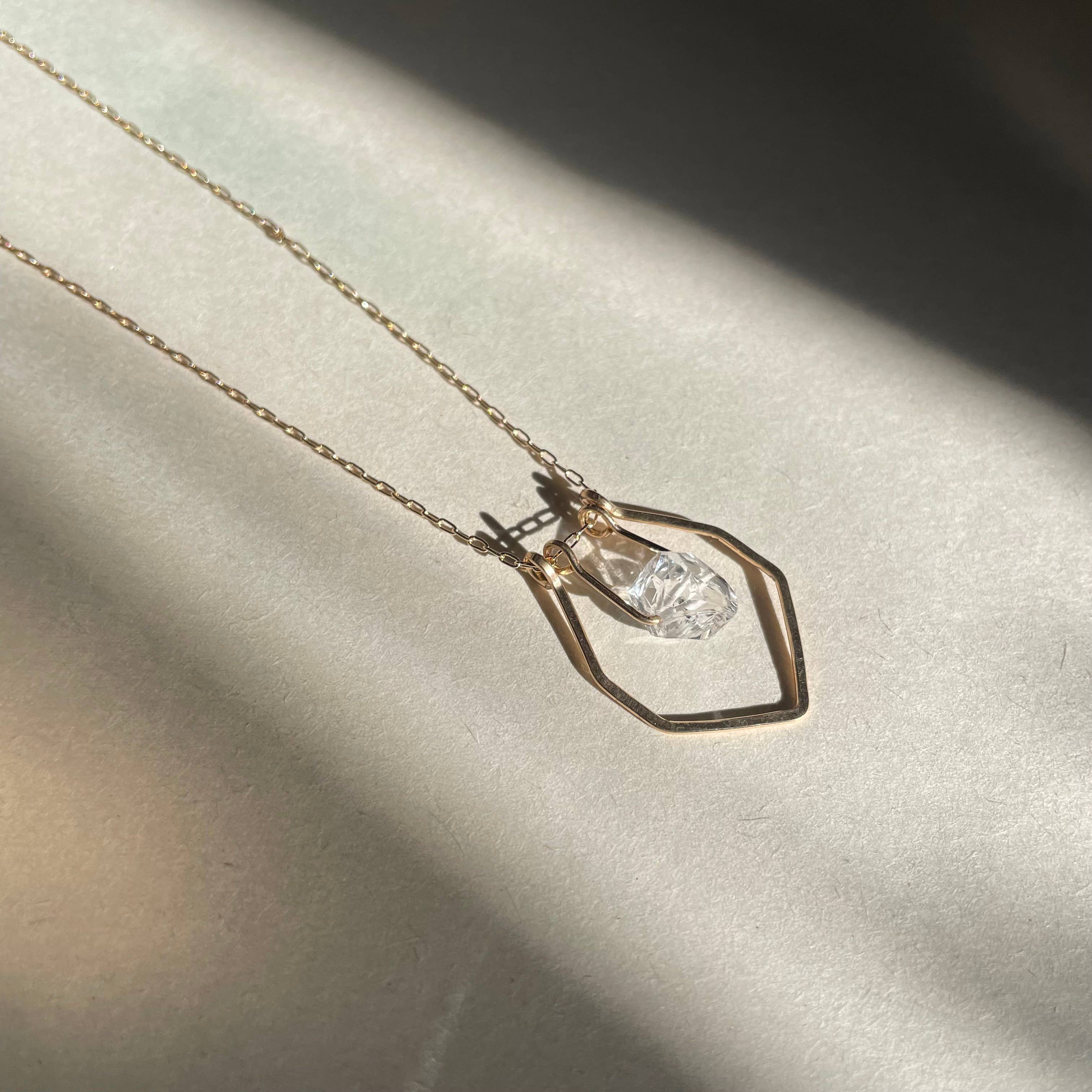 Geometric Herkimer Necklace: Gold Filled