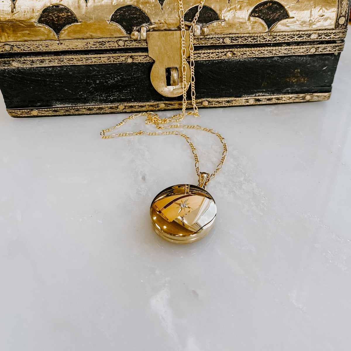 Treasure Island Locket Necklace: 14k Gold Fill