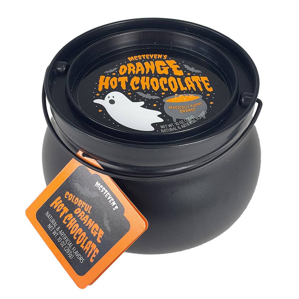 Orange Hot Chocolate Cauldron w/Ghost (10oz Cauldron)