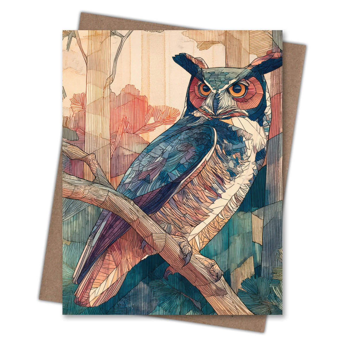 Great Horned Owl - Recycled Blank Notecard for Bird Lovers