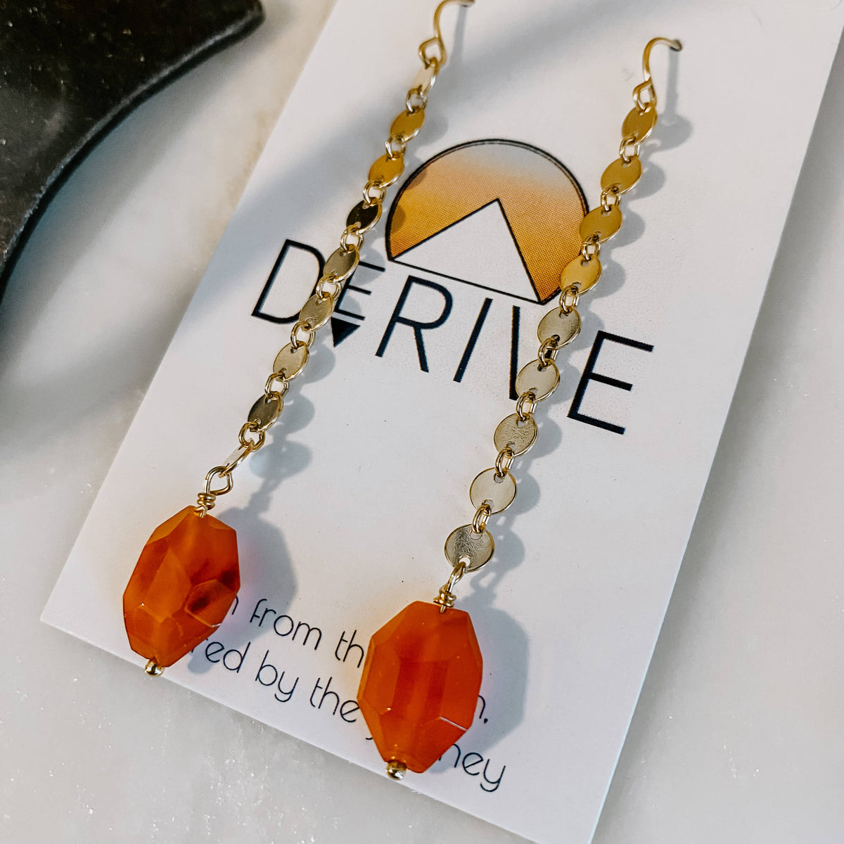 Sand Dollar Carnelian Earrings: 14k Gold Fill
