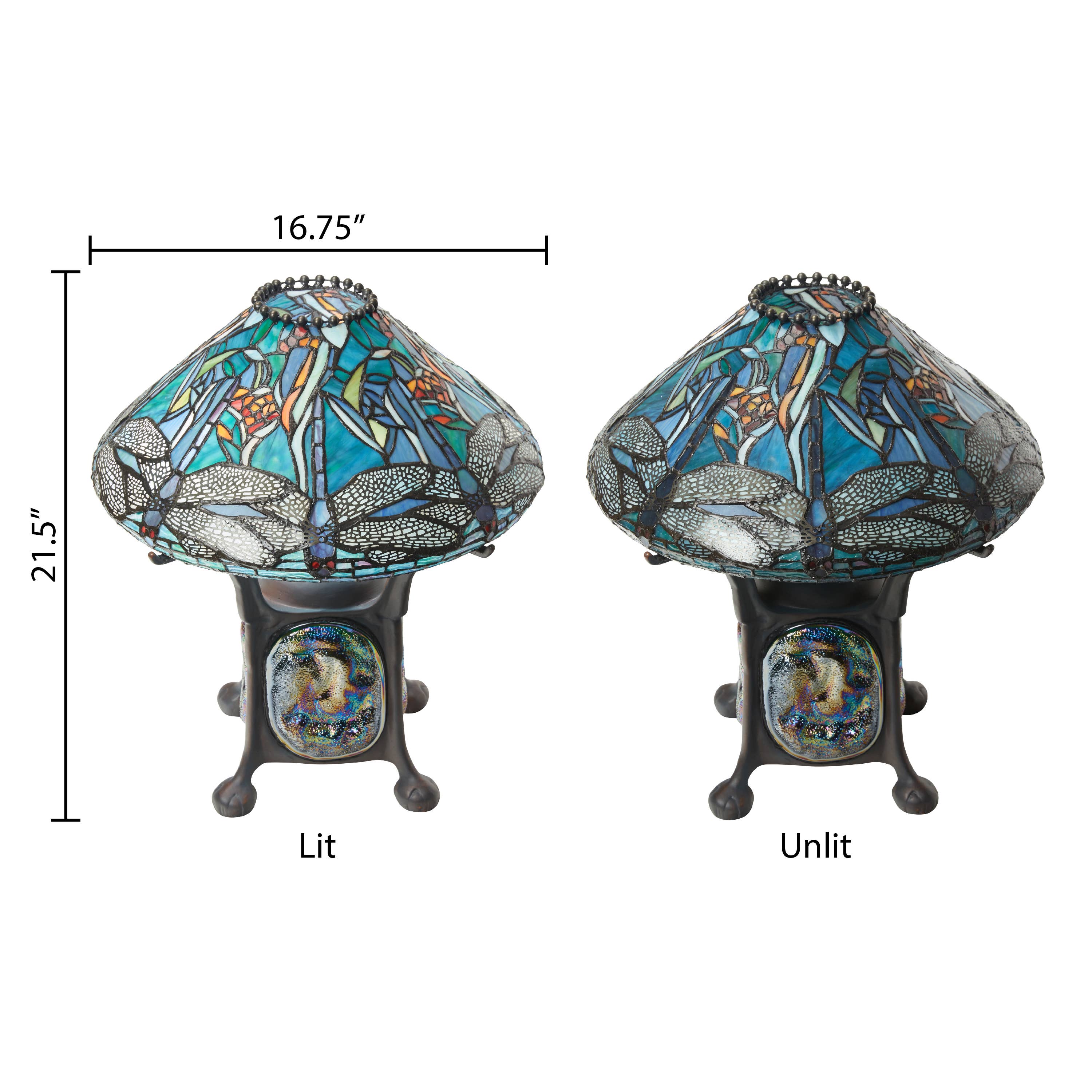 21.5"H Dragonfly Tiffany-Style Stained Glass Table Lamp
