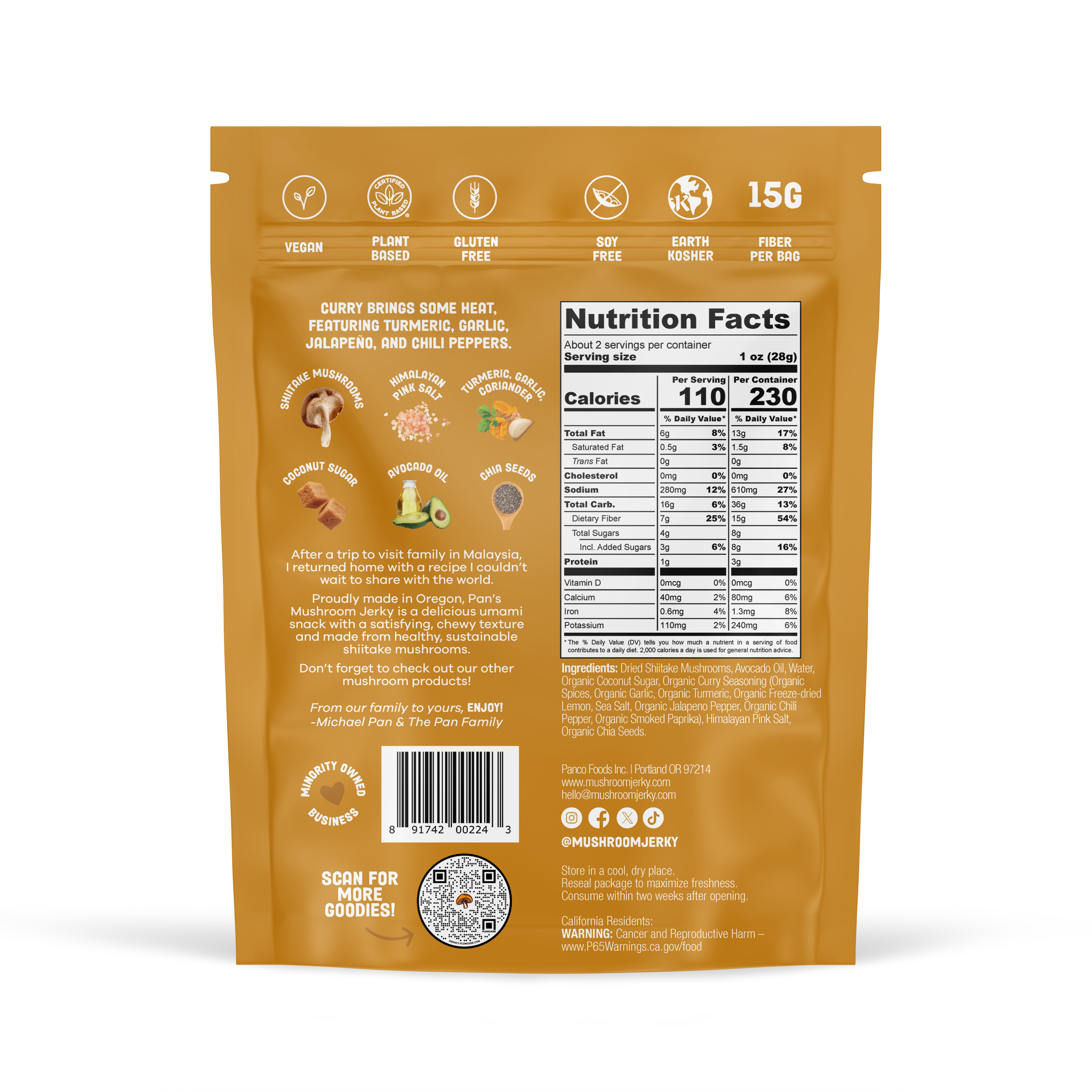Pan's Mushroom Jerky - 2.2oz Curry