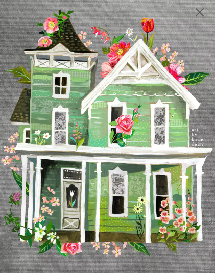 Garden Home Art Print | Rustic Wall Art | Farmhouse Painting: 11 x 14