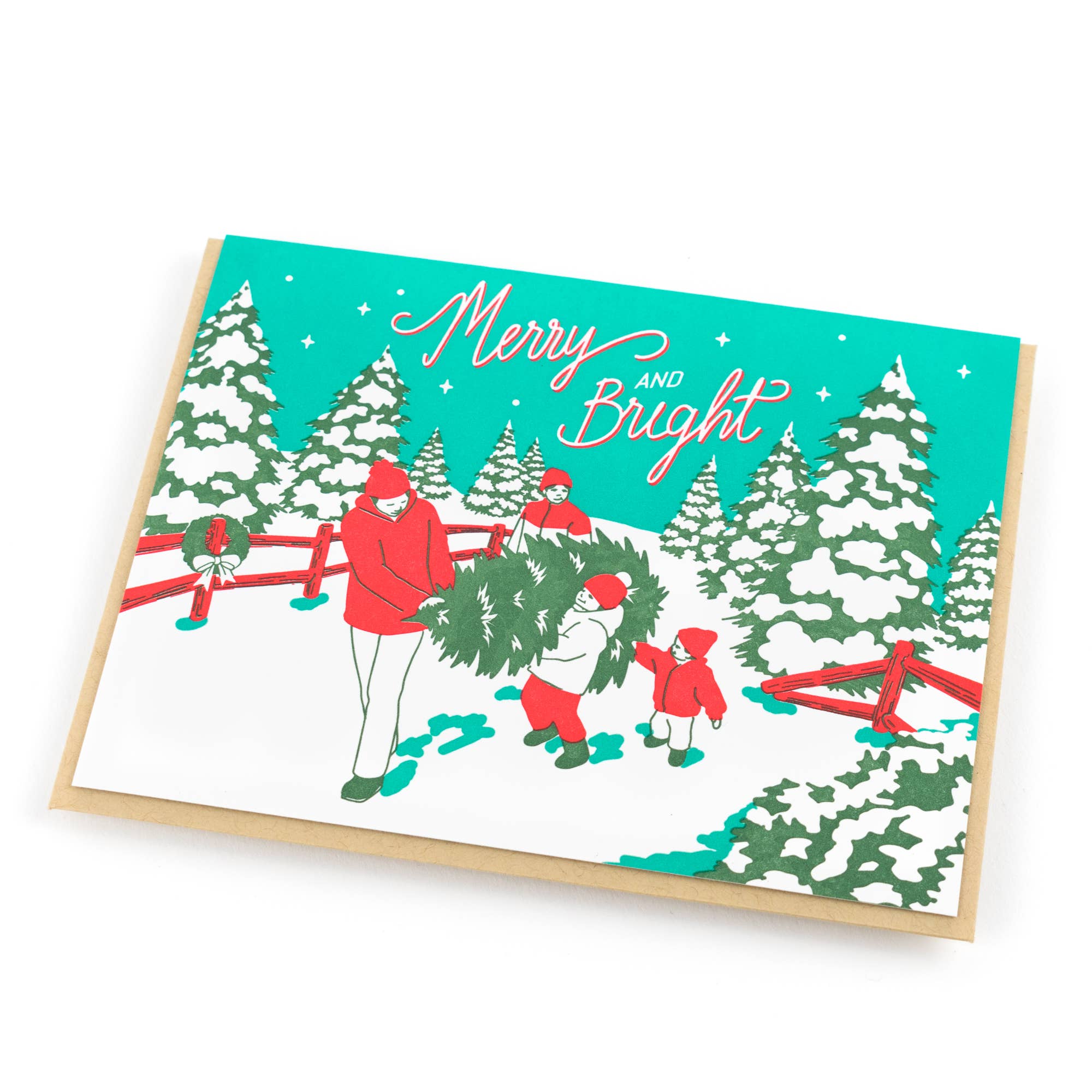 Vintage Christmas Tree Family Card: Single Card