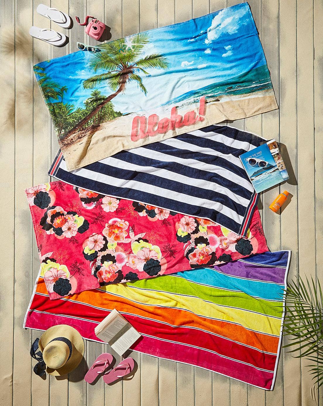 Rainbow Stripe Cotton Beach Towel - Luxury Soft Travel Towel: Multi-Colored