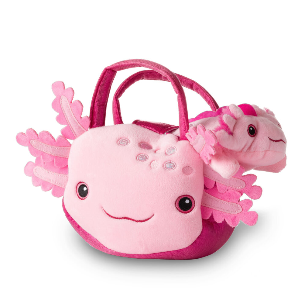 Pink Plush Animal Set with Purse -  Axolotl