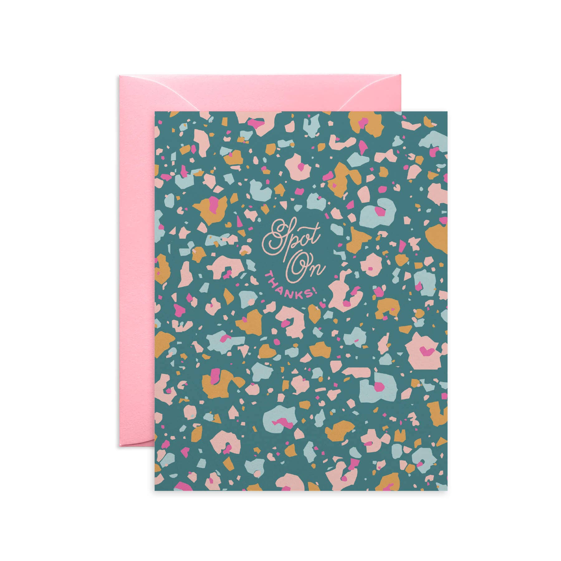 Terrazzo Leopard Congrats Card: Teal