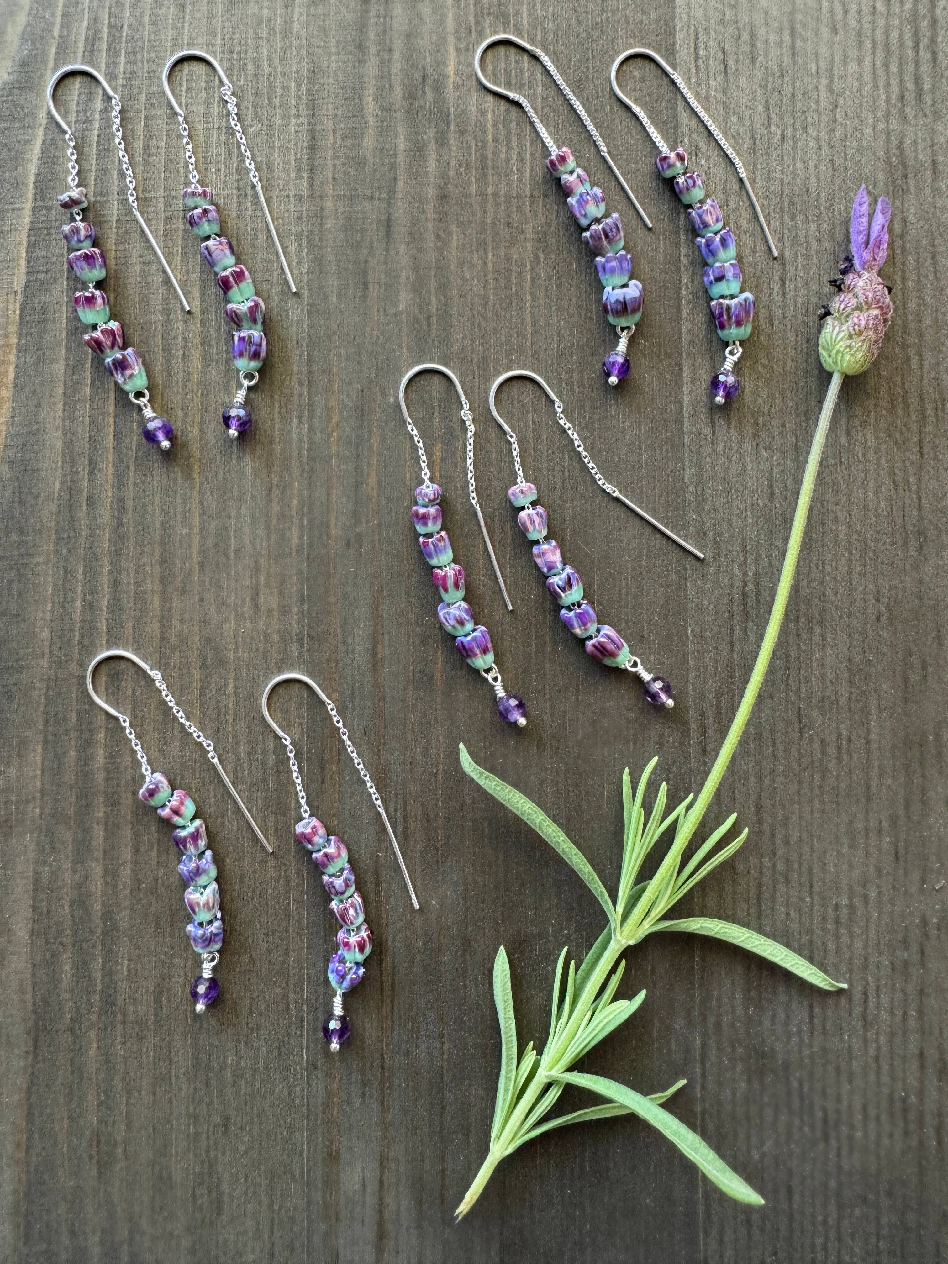 Lavender Threader Earrings