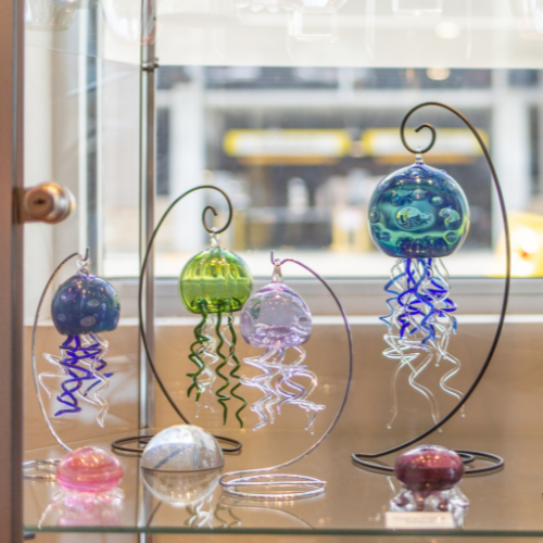 Hanging Jellyfish Glass Figurine in Purple