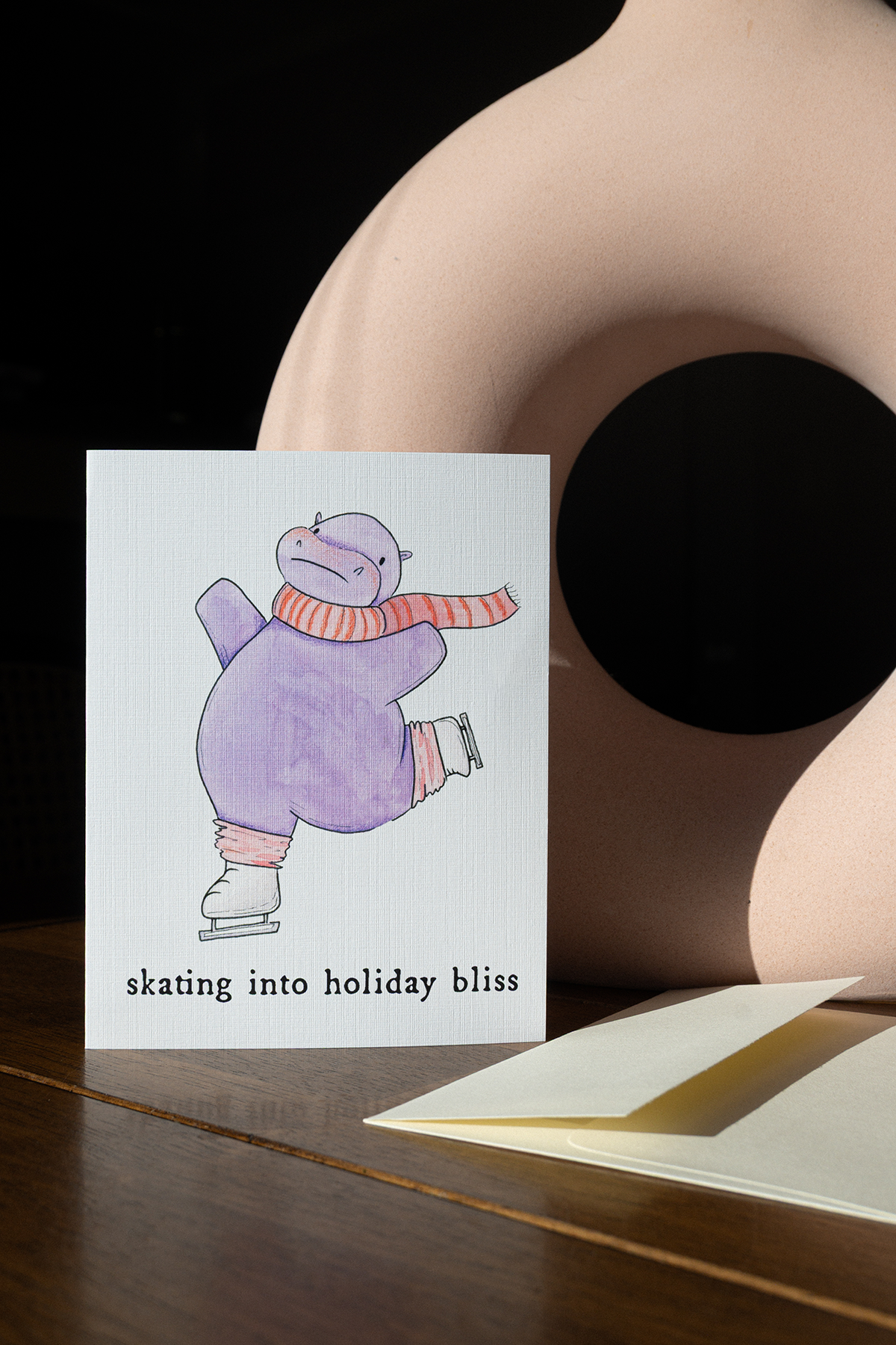 Holiday Hippo - Greeting Card
