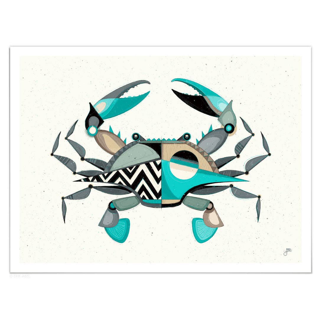 Blue Crabby - WHLSL Print: Unframed / 12x9 / Bamboo Paper