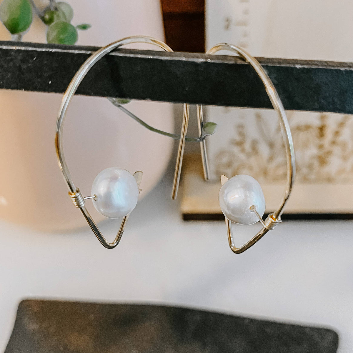 Entranced Pearl Threader Earrings: Sterling Silver