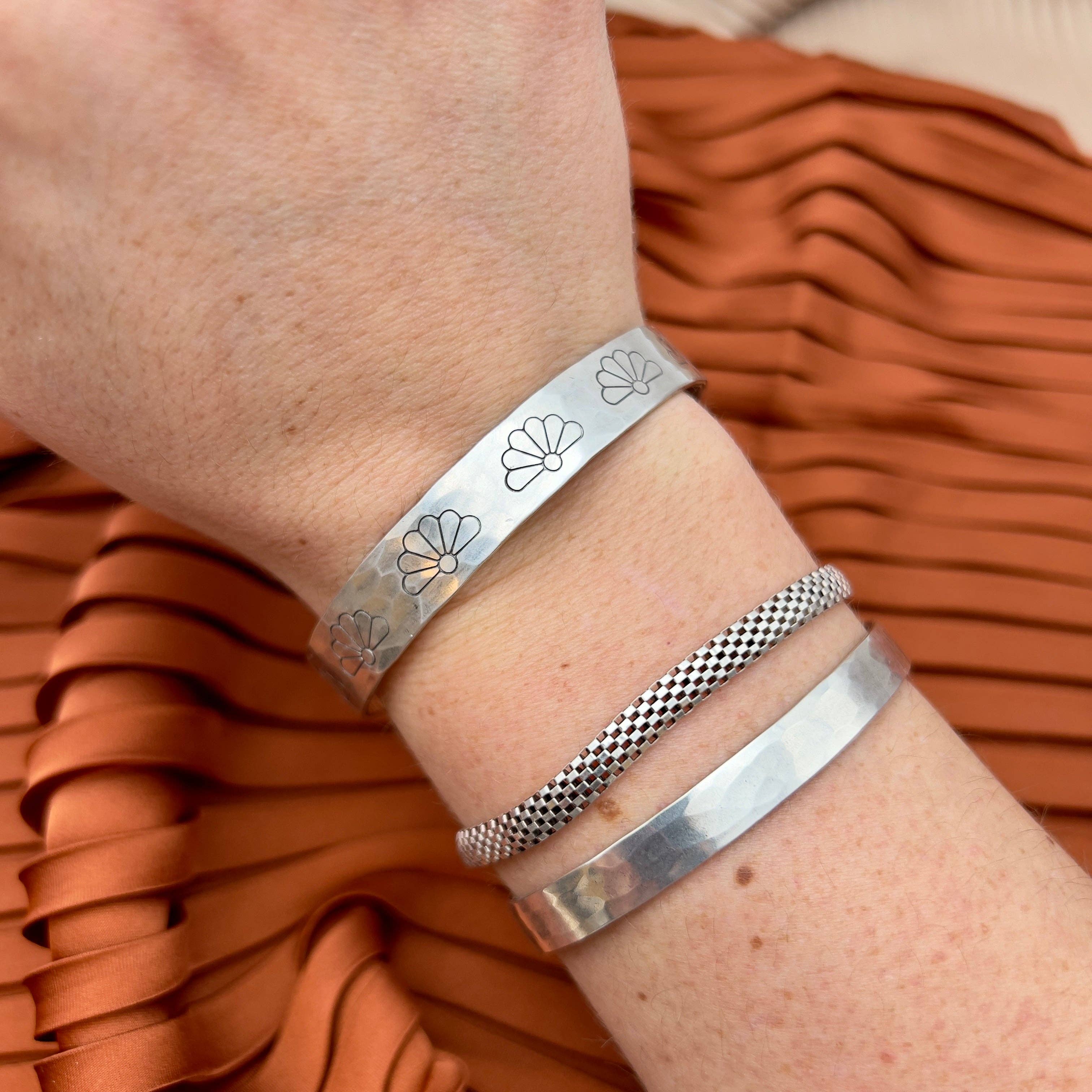 Handmade Flora Cuff: Silver Finish
