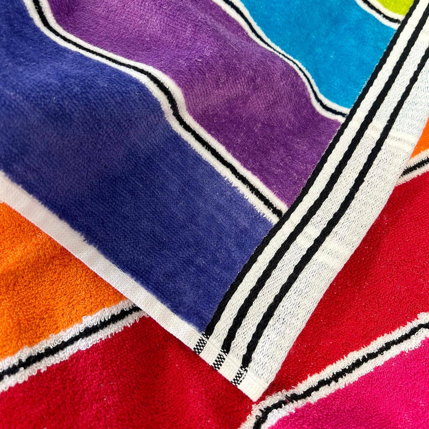 Rainbow Stripe Cotton Beach Towel - Luxury Soft Travel Towel: Multi-Colored